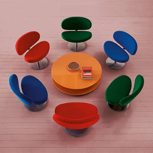 Fauteuil pivotant Sunset tissu jaune / Christophe Pillet, 1997 - Cappellini - Jaune foncé (tissu Hallingdal 565H) - Acier, Polyuréthane expansé, Tissu