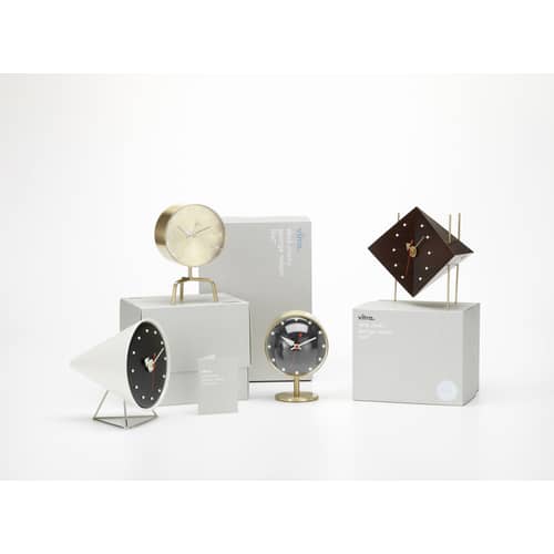 Horloge à poser Desk Clock - Night Clock / By George Nelson, 1947-1953 - Vitra - Noir - Laiton verni, Verre acrylique