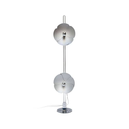 Lampadaire 2093-150 métal blanc / 2 fleurs - Olivier Mourgue, 1967 - DISDEROT - Blanc & acier - Aluminium, Inox poli, Métal laqué