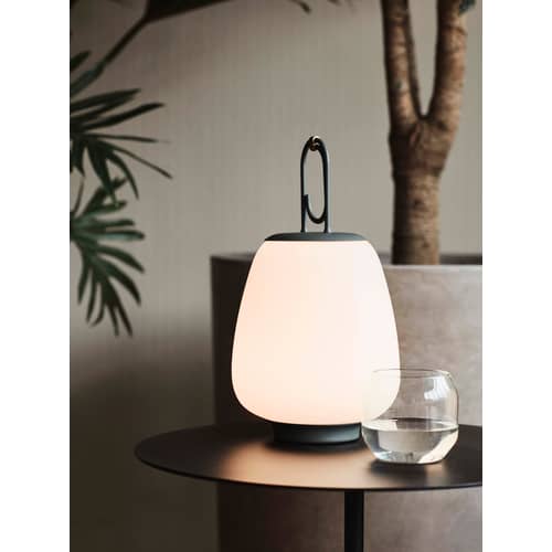 Lampe extérieur sans fil rechargeable Lucca SC51 LED verre vert / Soufflé bouche - &tradition - Gris-vert - Métal laqué époxy, Verre soufflé bouche