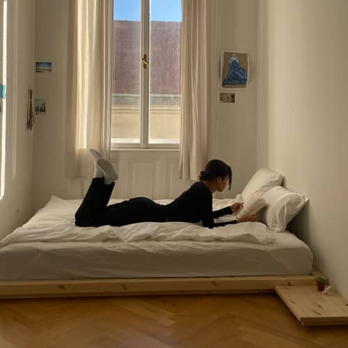 Lit double Dock / Pour matelas 140 x 200 cm - KARUP DESIGN - Pour matelas 140 x 200 - Pin massif certifié FSC