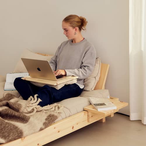 Lit double Social / Pour matelas 160 x 200 cm - Dossiers & chevets intégrés - KARUP DESIGN - Pour matelas 160 x 200 cm - Pin massif certifié FSC
