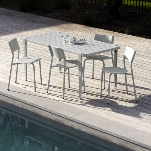 Piede avec fixation étau OUTDOOR metallo grigio / H 75 cm - Per creare tavolo da esterni - TIPTOE - Grigio gesso - Acciaio termolaccato
