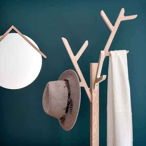 Portemanteau sur pied Ambroise bois naturel / H 158 cm - Chêne - Hartô - Chêne naturel - Chêne massif