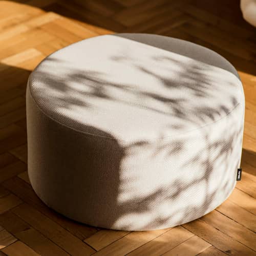 Sitzkissen Folk Petit textil beige / Ø 50 x H 25 cm - NOO.MA - Cremiges Beige (Polyesterfaser) - Holz, Polyesterfaser, Schaumstoff