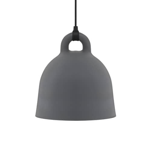 Sospensione Bell metallo grigio grande modello - Normann Copenhagen - Ø 55 x H 57 cm - Grigio opaco & Int. Bianco - Alluminio