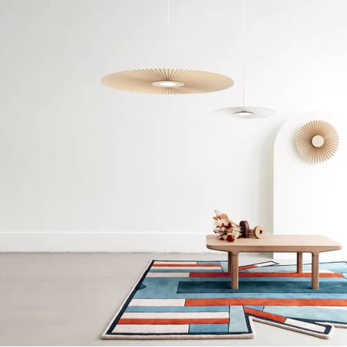 Sospensione Carmen Medium tessuto bianco / LED - Ø 90 cm - Hartô - Bianco - metallo verniciato, Tessuto accoppiato su PET