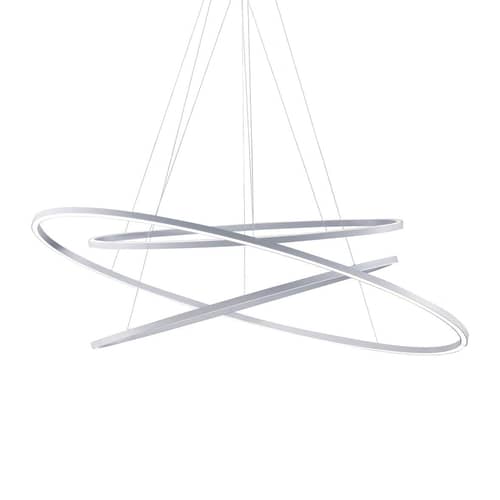Sospensione Ellisse Triple LED argento metallo / 135 x 70 cm - Luce verso l\'alto e il basso - Nemo - Alluminio lucidato - alluminio estruso, Metacrilato
