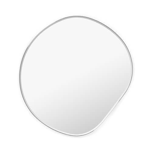 Specchio murale Pond XL grigio argento metallo / 87 x 94 cm - Ferm Living - Cromo scuro - MDF tinto, Vetro, Zinco cromato