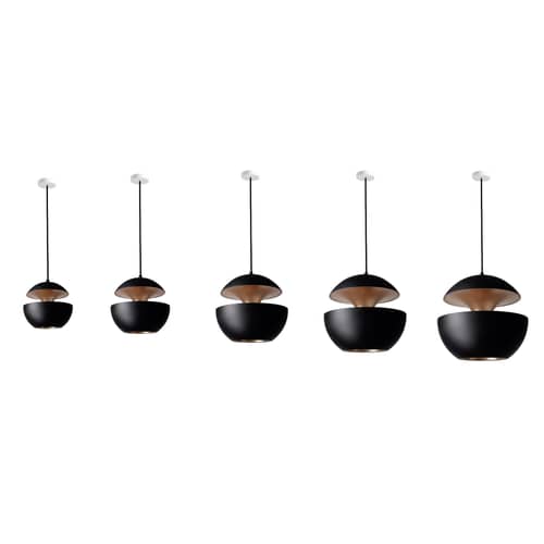 Suspension Here Comes The Sun métal noir / Ø 45 cm - Réédition 1970 - DCW éditions - Noir / intérieur cuivre - Aluminium, Textile