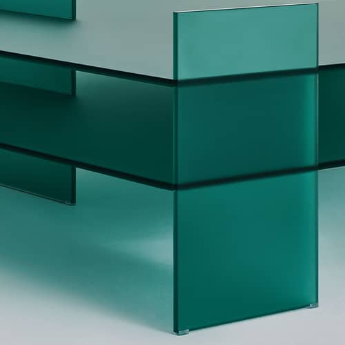 Table basse Kazimir verre vert / 108 x 109 x H 40 cm - Fait main en Italie - Glas Italia - Vert - Verre trempé