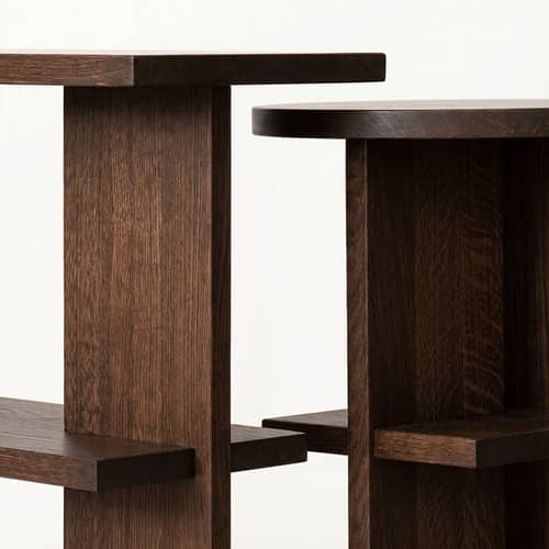 Table d\'appoint Tee bois marron / 60 x 30 x H 47,5 cm - NINE - Chêne fumé - Chêne massif fumé