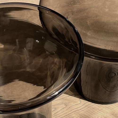 Table d\'appoint Trumpet Tall / Ø 35 x H 40 cm - 101 COPENHAGEN - Brun fumé - Verre soufflé bouche