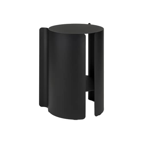 Table d\'appoint Wa métal noir / Ø 32 x H 50 cm - NOO.MA - Noir volcan - Acier thermolaqué