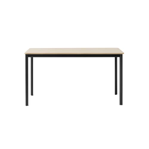 Table rectangulaire Drip HW58 bois naturel / 140 x 80 cm - Contreplaqué - &tradition - Chêne / Noir - Aluminium peint, MDF plaqué chêne