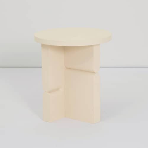 Table d\'appoint Coloured Wood Noon bois blanc / Ø 38 x H 42,5 cm - NOBODINOZ - Blanc - Frêne