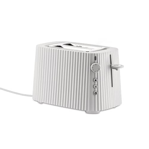 Plissé Toaster plastic material white / 2 slices - 850W - UK version - Alessi - White - Stainless steel, Thermoplastic resin