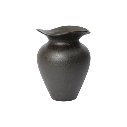 Vase Florentina Small keramik schwarz / Ø 16 x H 22,5 cm - BROSTE COPENHAGEN - Schwarz mattiert - Sandstein