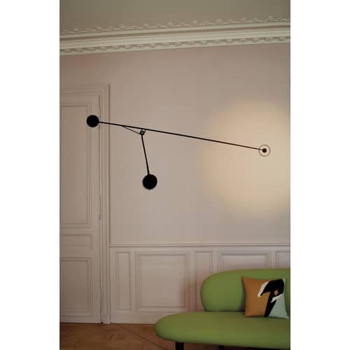 Applique Aaro LED métal noir / L 155 cm - Bras mobile - DCW éditions - Noir - Acier, Aluminium anodisé