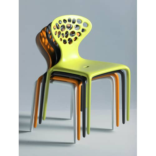 Chaise empilable Supernatural plastique blanc / Ross Lovegrove, 2005 - Moroso - Blanc - Fibre de verre, Polypropylène