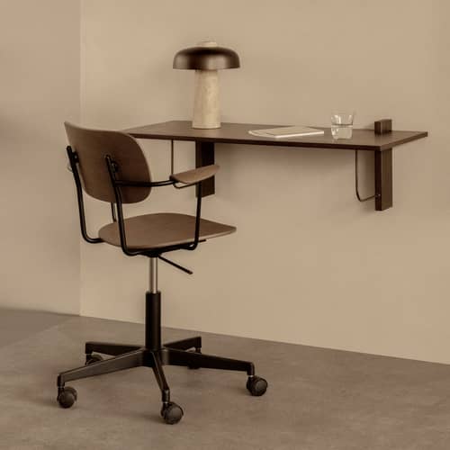 Console murale Corbel / Bureau - L 100 x P 45 cm - Audo Copenhagen - Chêne teinté foncé / Bronze - Acier, MDF plaqué chêne teinté foncé