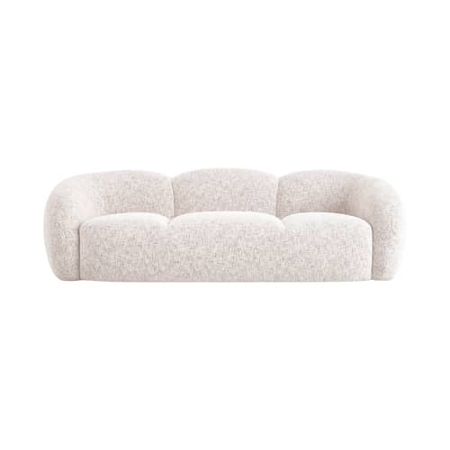 Sofa Dulcia textil beige / 3-Sitzer – L 231 cm - NV GALLERY - Beige Meliert - FSC-zertifiziertes Holz, High Density-Schaum, Tissu Tweed