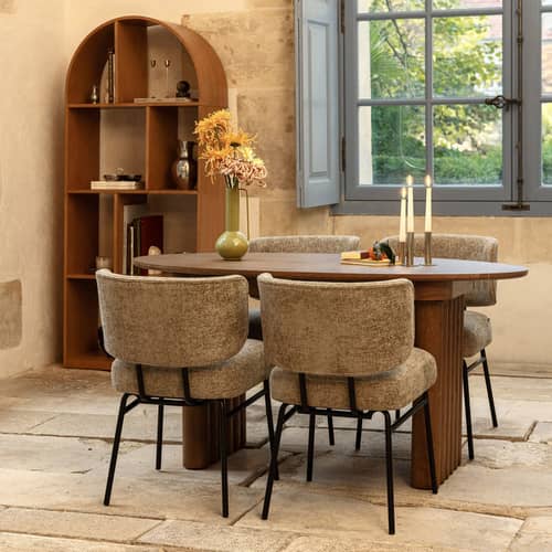 Gepolsterter Stuhl Abby textil beige - NV GALLERY - Taupe - Eisen, Gewebe, High Density-Schaum