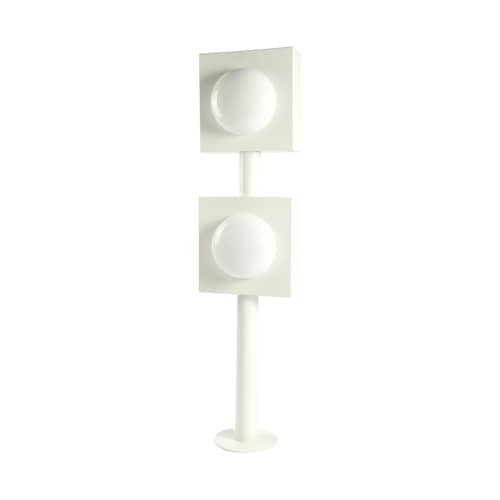 Lampadaire Hublot Double métal blanc /  L 45 x H 200 cm - Axel Chay - Blanc - Acier laqué, Verre