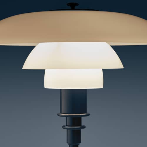 Lampe de table PH 3/2 bleu / Réédition 1926 - Louis Poulsen - Bleu brillant / Blanc - Aluminium laqué, Verre soufflé bouche