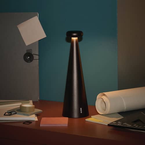 Lampe sans fil rechargeable Bedin LED - Alessi - Marron - Aluminium anodisé