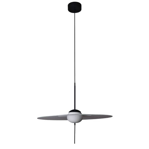 Pendelleuchte Mono L600 metall glas grau schwarz / LED - Ø 60 cm / Drehbar - DCW éditions - Ø 60 cm / Dunkelgrau - Aluminium, Glas