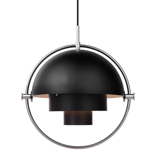 Pendelleuchte Multi-Lite Large metall schwarz / Ø 36 cm - Modul & drehbar / Neuauflage 1972 - Gubi - Schwarz / Verchromt - Metall