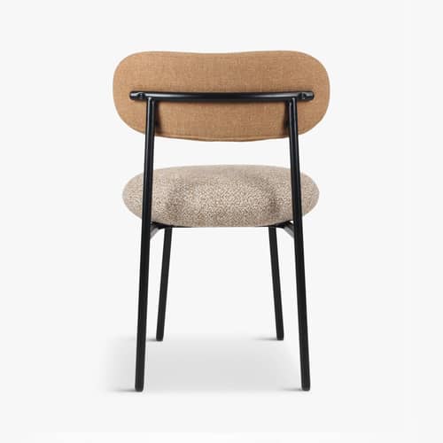Sedia imbottita Maia tessuto beige - NV GALLERY - Cammello e giallo maculato - Ferro, Schiuma ad alta densità, Tessuto