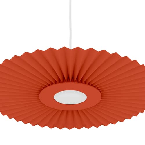 Sospensione Carmen tessuto arancione LED Small / Ø 50 cm - Hartô - Terracotta - metallo laccato, Tessuto plissettato