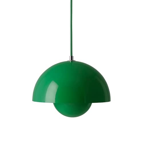 Suspension FlowerPot VP1 métal vert / Ø 23 cm - By Verner Panton, 1969 - &tradition - Vert Signal - Aluminium laqué