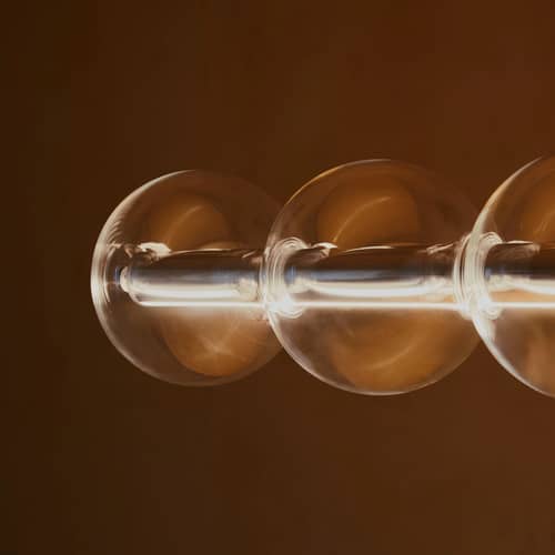 Suspension Luce Sferica S2 verre transparent / L 208 cm - Flos - L 208 cm - Aluminium poli, Verre soufflé main