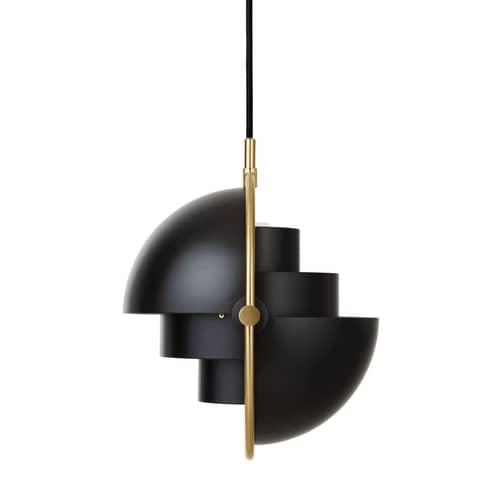 Suspension Multi-Lite Small métal noir / Ø 25 cm - Modulable & orientable / Réédition 1972 - Gubi - Noir / Cercle laiton - Métal