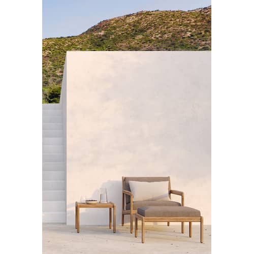 Table basse Jack Outdoor tissu bois naturel / 54 x 54 cm - Teck - Ethnicraft - 54 x 54 cm / Teck - Teck massif