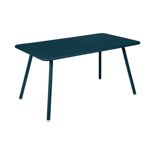 Table rectangulaire Luxembourg métal multicolore 6 personnes 143 x 80 cm / Modèle d\'expo - Fermob - Bleu Acapulco - Aluminium laqué