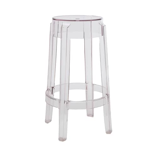 Tabouret haut empilable Charles Ghost plastique transparent / Philippe Starck, 2005 - H 65 cm - Kartell - Cristal - Polycarbonate