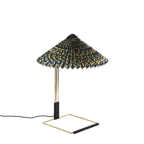Tischleuchte Matin Small LED textil bunt / Hay X Liberty - H 38 cm - Hay - Cherry Drop by Liberty - beschichtete Baumwolle, Messingbeschichteter Stahl