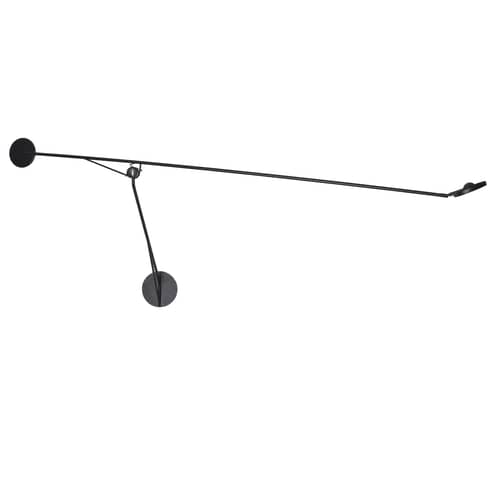 Applique Aaro LED métal noir / L 155 cm - Bras mobile - DCW éditions - Noir - Acier, Aluminium anodisé