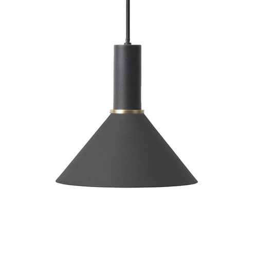 Abat-jour Cône / Pour suspension Collect - Ø 25 x H 12 cm - Ferm Living - Laiton noirci - Métal plaqué laiton