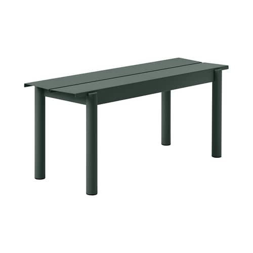 Banc Linear métal vert / L 110 cm - Muuto - Vert foncé - Acier revêtement poudre