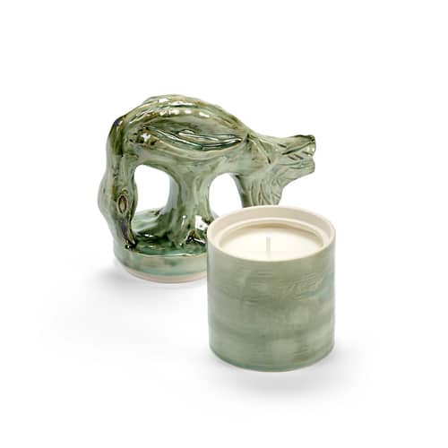 Bougie Parfumée Déco Vert Et Or - 14,5 X 8 Cm