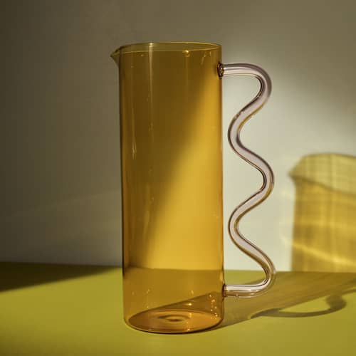 Carafe Wave verre jaune / 1,4 L - Sophie Lou Jacobsen - Jaune - Verre borosilicaté