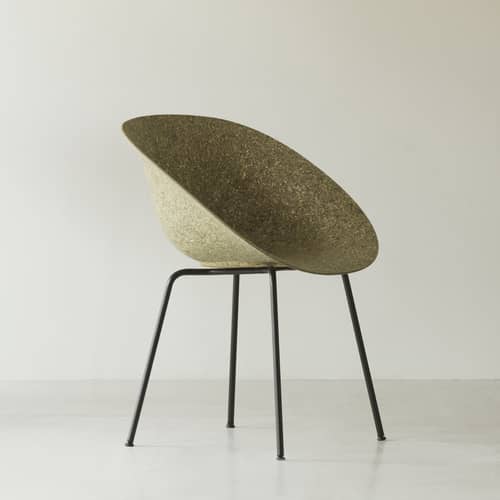 Fauteuil Mat / Algue marine - Pieds acier - Normann Copenhagen - Algue (foncé) / Pieds noirs - Acier thermolaqué, Algue marine