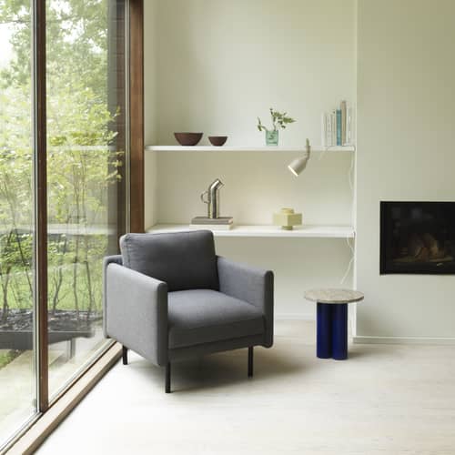 Fauteuil rembourré Rar tissu gris - Normann Copenhagen - Tissu Gris foncé - Acier, Bois, Mousse PU, Tissu