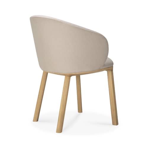 Fauteuil rembourré Unda tissu beige - Ethnicraft - Beige Salt / Chêne naturel - Chêne massif, Mousse haute densité, Tissu polyester