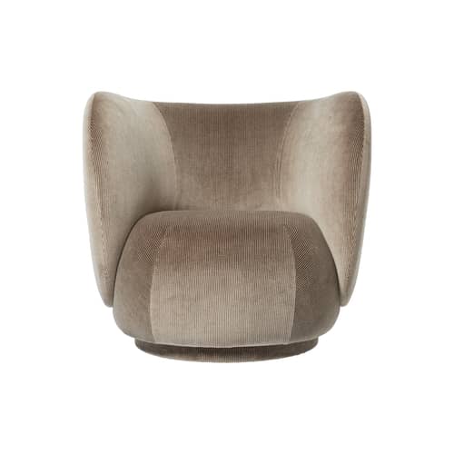 Gepolsterter Sessel Rico textil grau / UK-Version - Ferm Living - Grau Silex (Samt) - Holz, Schaumstoff, Velours